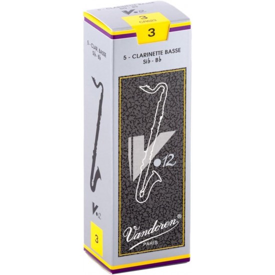 Vandoren CR623 Bass Clarinet V.12 Reeds, Thicker Heel With Longer Palette