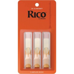 Rico by D'Addario Bb Clarinet Reeds - Reeds for Clarinet - Thinner Vamp Cut & Unfiled for Ease of Play, Traditional Blank for Clear Sound