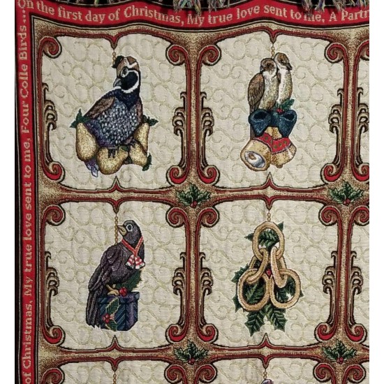 1999 NEW Christopher Radko LIBRARY 12 DAYS OF CHRISTMAS ORNAMENTS Tapestry Throw