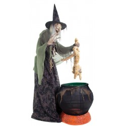 Life Size ANIMATED CAT-TASTROPHE WITCH Halloween Haunted House Prop Decoration