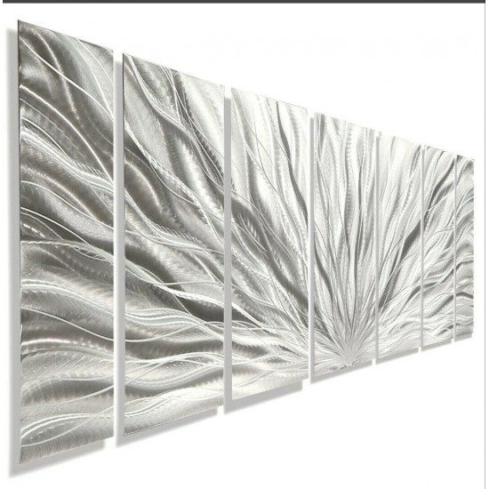 handmade Silver Etched Metallic Wall art modern Design - By Jon Allen