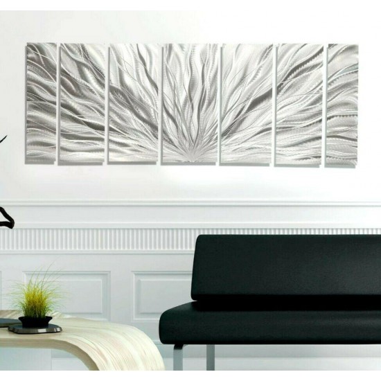 handmade Silver Etched Metallic Wall art modern Design - By Jon Allen