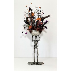 TALL SKELETON BOWL CENTERPIECE HALLOWEEN PARTY DECORATION ARRANGEMENT 33” TALL