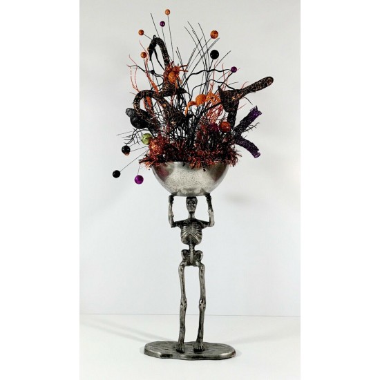 TALL SKELETON BOWL CENTERPIECE HALLOWEEN PARTY DECORATION ARRANGEMENT 33” TALL