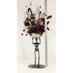 TALL SKELETON BOWL CENTERPIECE HALLOWEEN PARTY DECORATION ARRANGEMENT 33” TALL