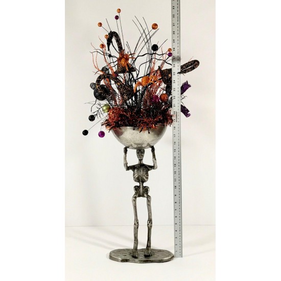 TALL SKELETON BOWL CENTERPIECE HALLOWEEN PARTY DECORATION ARRANGEMENT 33” TALL