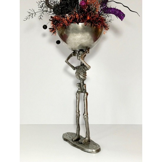 TALL SKELETON BOWL CENTERPIECE HALLOWEEN PARTY DECORATION ARRANGEMENT 33” TALL