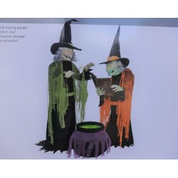 Animated Witches and Cauldron Halloween Prop 5' Indoor/Outdoor New