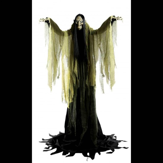 Talking LifeSize ANIMATED TOWERING WITCH Halloween Haunted House Prop Decoration