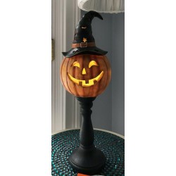 Pumpkin-Head Jack-O-Lantern LED Light Up Pedestal Lamp Halloween Huge 20