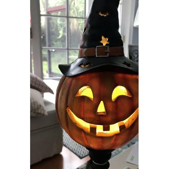 Pumpkin-Head Jack-O-Lantern LED Light Up Pedestal Lamp Halloween Huge 20