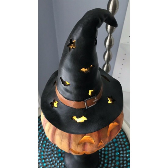 Pumpkin-Head Jack-O-Lantern LED Light Up Pedestal Lamp Halloween Huge 20