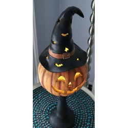 Pumpkin-Head Jack-O-Lantern LED Light Up Pedestal Lamp Halloween Huge 20