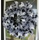 Black White and Silver Spider Halloween Deco Mesh Front Door Wreath, Porch Patio