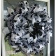 Black White and Silver Spider Halloween Deco Mesh Front Door Wreath, Porch Patio