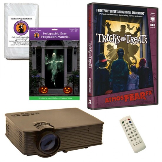 AtmosFearFX Treats and Treats Halloween DVD + 2 Screens (RD) + LED Projector