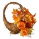 Autumn Fall Harvest Cornucopia Brown Orange Decor Wicker Thanksgiving Table New