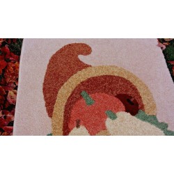 Cornucopia Thanksgiving Fall Autumn Horn of Plenty vegetable pumpkin area rug