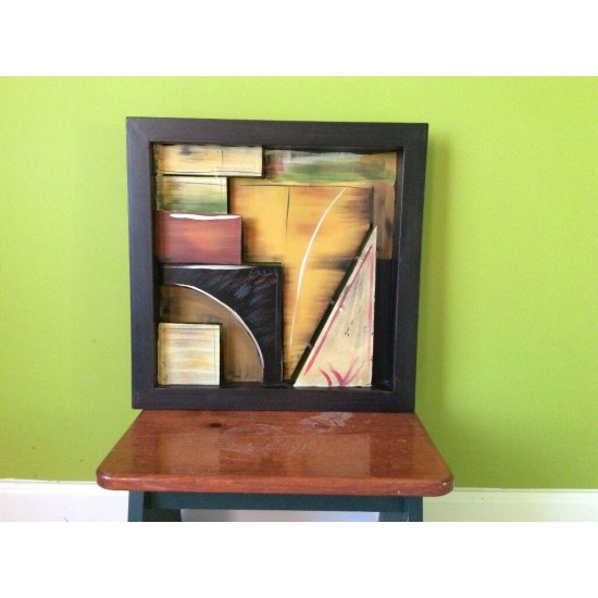 Art Deco Style Solid Metal Abstract 3D Modernist Nautical 16” painting framed