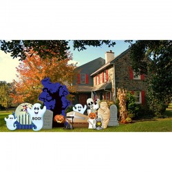 HALLOWEEN GRAVEYARD 13-Piece Plastic OUTDOOR YARD DECOR Standee Standup Set