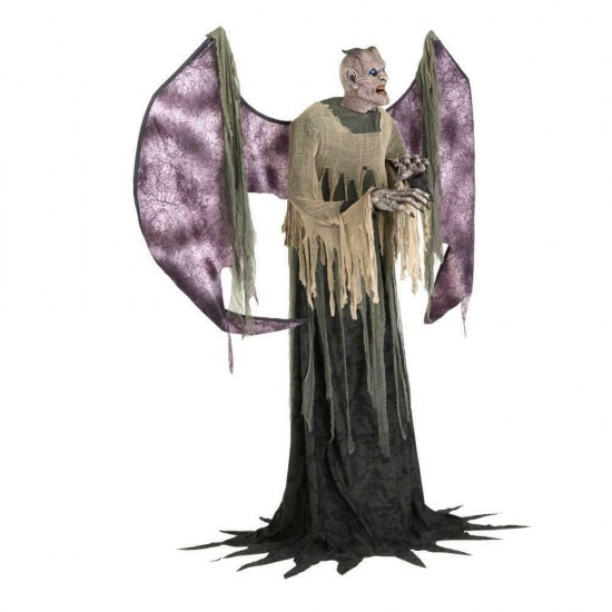 Halloween Winged Demon 7.5 Ft. Animated Motion Sensor Glowing Eyes Decoration