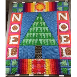 Handmade CHRISTMAS QUILT Noel Holiday Decor Wall Mount Large 60”x40” WOW!!!