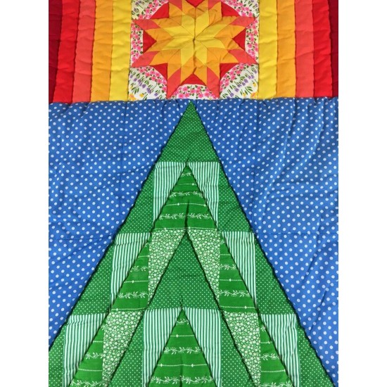 Handmade CHRISTMAS QUILT Noel Holiday Decor Wall Mount Large 60”x40” WOW!!!