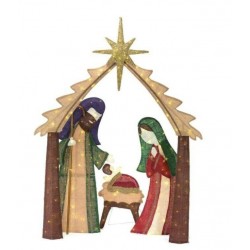 Home Accents Holiday 6FT LED Lighted Burlap Nativity Scene