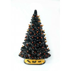 Halloween Lighted Black Ceramic Tree Windowsill Style