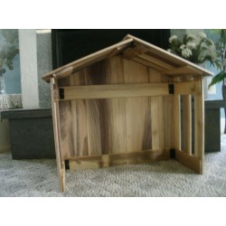 Folding Large Walnut Nativity Stable Christmas Creche Collapsible Shed Compact