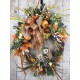 Fall Door Wreath, Fall White SUnflower Wreath, Outdoor Fall Decor, Pumpkin Wreat