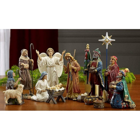 Nativity Scene Set 11-Piece 7-Inch Christmas Baby Jesus Holy Family Three Kings