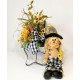 FALL SCARECROW LARGE WOOD BENCH ARRANGEMENT AUTUMN THANKSGIVING CENTERPIECE NEW