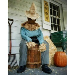 4.5' Motion & Sound Activated Resting Scarecrow Animatronic Halloween Decoration