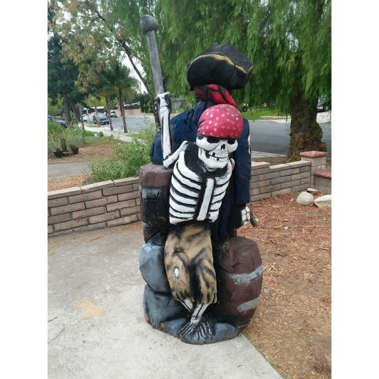 7' Skeleton Pirates solid wood Halloween Prop Yard Decor