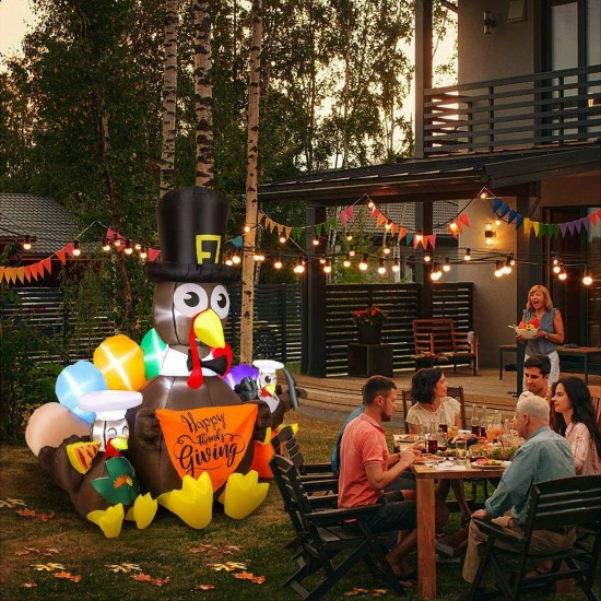 YUNLIGHTS 6FT Thanksgiving Inflatable, Colorful Thanksgiving Outdoor Decoration