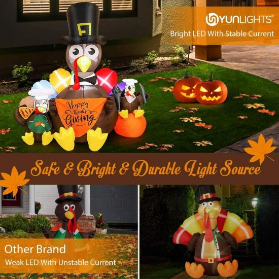 YUNLIGHTS 6FT Thanksgiving Inflatable, Colorful Thanksgiving Outdoor Decoration