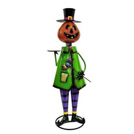 5ft Tall Metal Pumpkin Head Halloween Figurine Decoration