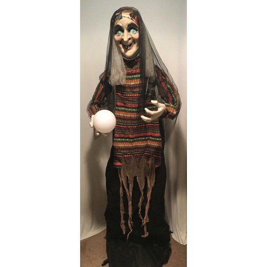 5' Tall Animatronic Standing Fortune Telling Witch w/ Sound & Lights Prop Gypsy