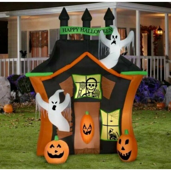 NEW - Gemmy Halloween Airblown Pre Lit Haunted Ghost House 9' FT Tall (No Box)