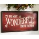 Pottery Barn It's the Most Wonderful Time of the Year Sign - Red Christmas New