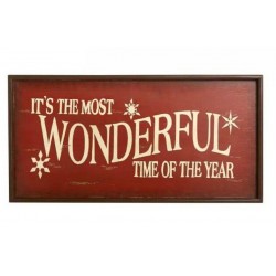 Pottery Barn It's the Most Wonderful Time of the Year Sign - Red Christmas New