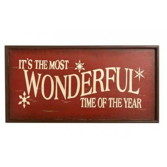 Pottery Barn It's the Most Wonderful Time of the Year Sign - Red Christmas New