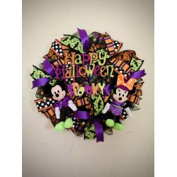 Mickey And Minnie Happy Halloween Wreath, Disney Wreath, Front Door