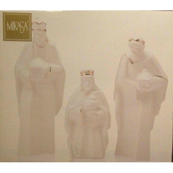 Large ivory porcelain nativity set with gold trim by miksa