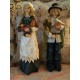 VINTAGE THANKSGIVING TALL DECORATIVE PILGRIM COUPLE HARVEST