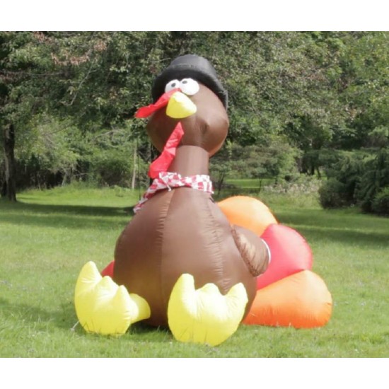 Fat Air Blown Tom Turkey Thanksgiving Self-Inflating LED Lighted Yard Decor 6-Ft