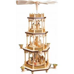 Pinnacle Peak Trading Co 3 Tier Nativity Natural German Wood Christmas Pyramid