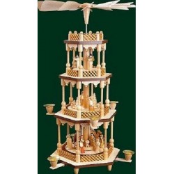 Pinnacle Peak Trading Co 3 Tier Nativity Natural German Wood Christmas Pyramid