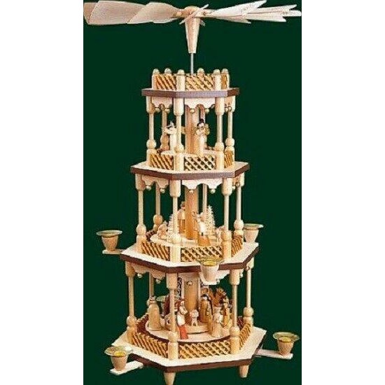 Pinnacle Peak Trading Co 3 Tier Nativity Natural German Wood Christmas Pyramid